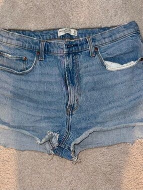 Abercrombie & Fitch Medium Blue High-Rise Denim Shorts